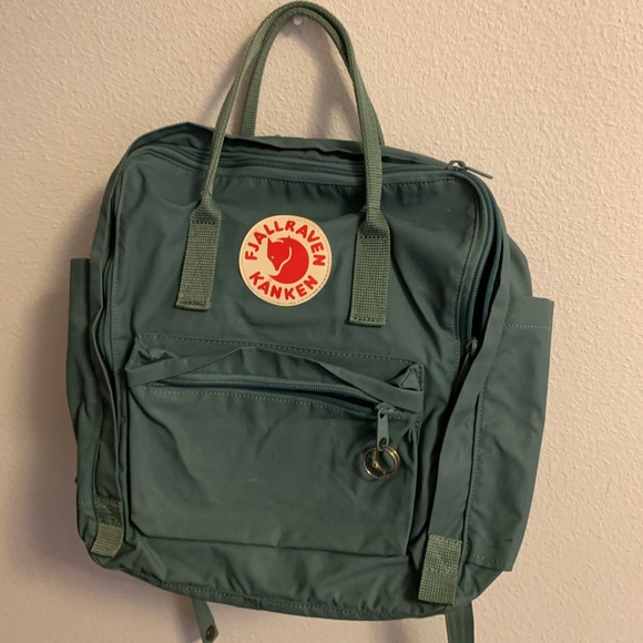 Fjallraven Handbags - Fjallraven Kanken Mini Backpack in Forest Green with Red Logo